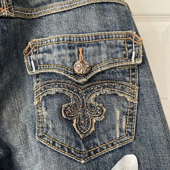 Twenty X Houston Jr Womens Jeans Size 7 Low Rise Slim Fit Pockets Bling Denim - Picture 9 of 15
